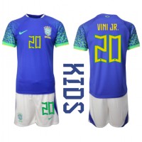 Echipament fotbal Brazilia Vinicius Junior #20 Tricou Deplasare Mondial 2022 pentru copii maneca scurta (+ Pantaloni scurti)